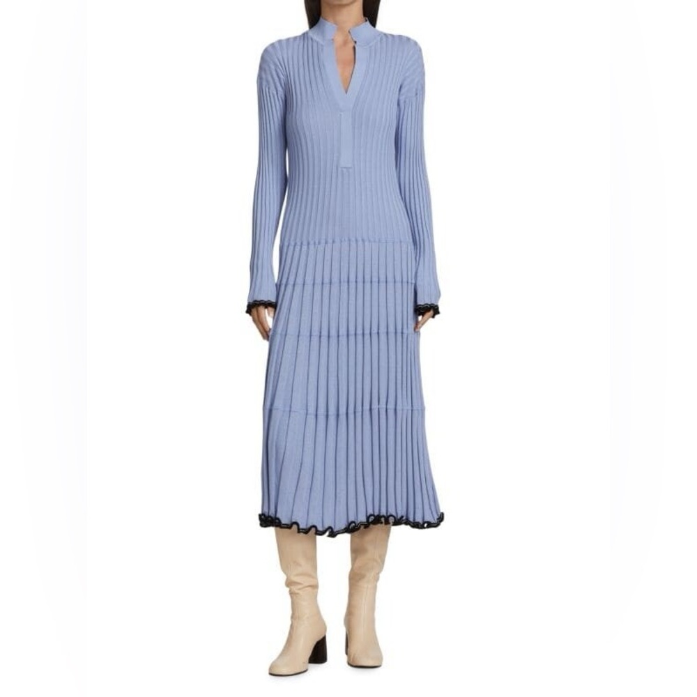 PROENZA SCHOULER Wide Ribbed Silk-Cashmere Midi Dress S
